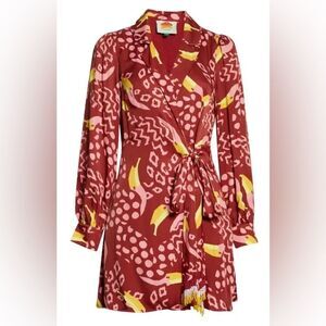 NWT - FARM Rio - Toucanissimo Long Sleeve Wrap Mini Dress - XS